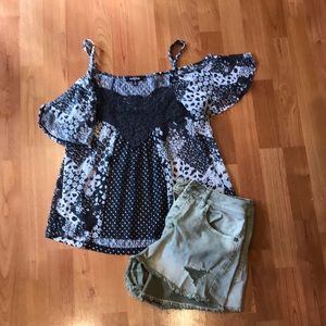 Lace off the shoulder tank